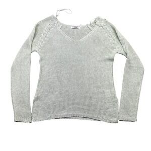 Brave Soul London Light Green Knit V-Neck Long Sleeve Sweater‎ Top XS Boho